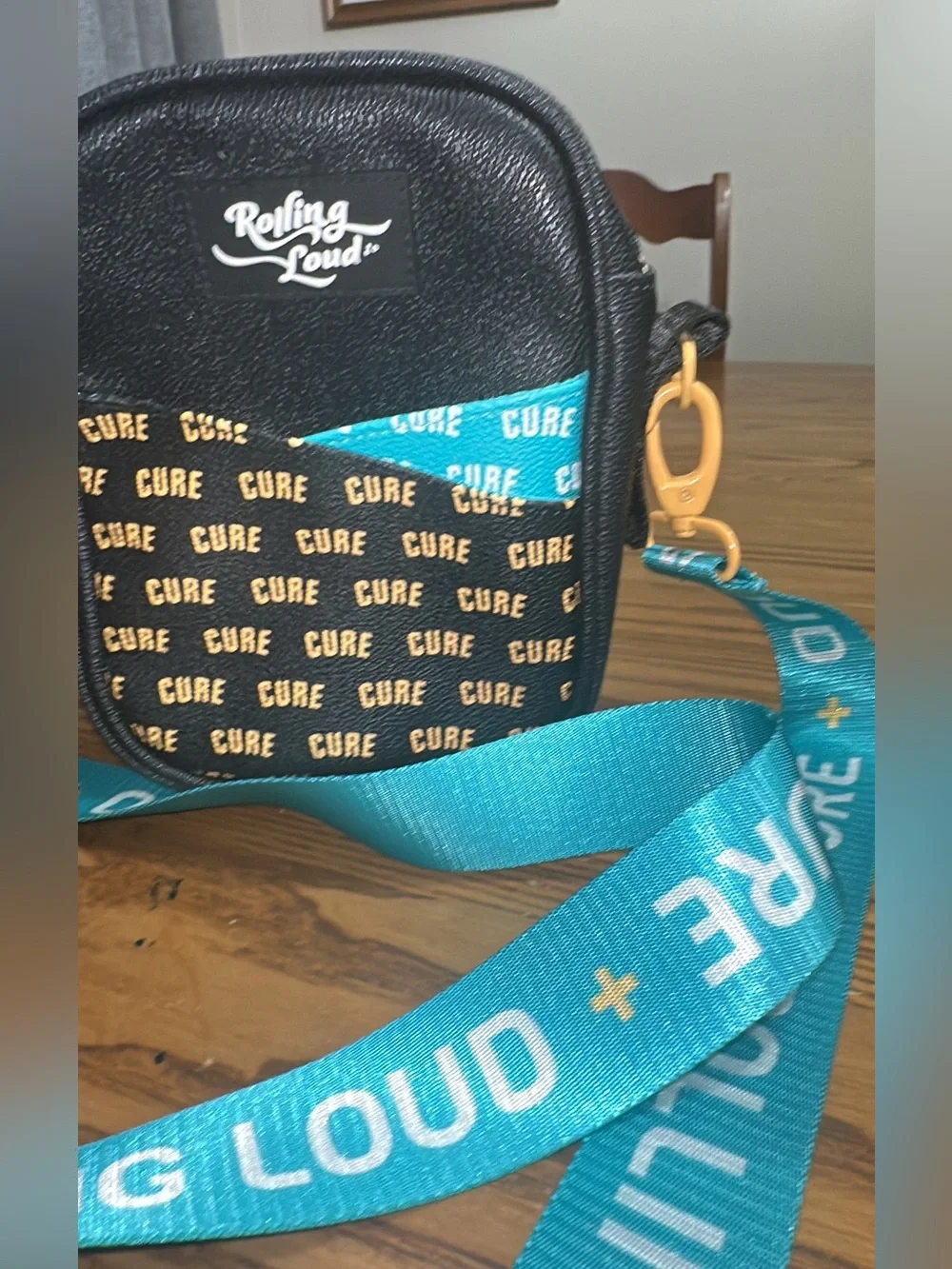 Rolling Loud X West Coast Cure Mini Messenger Side Bag - Black/teal. (Bags 19)